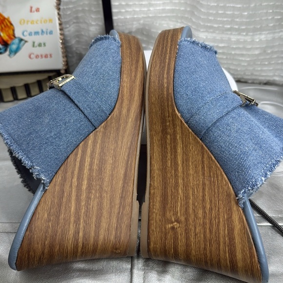 (A) DKNY CECE/HYS-2108 women's distressed denim platform shoes with silver,Sz 9M - Picture 10 of 12